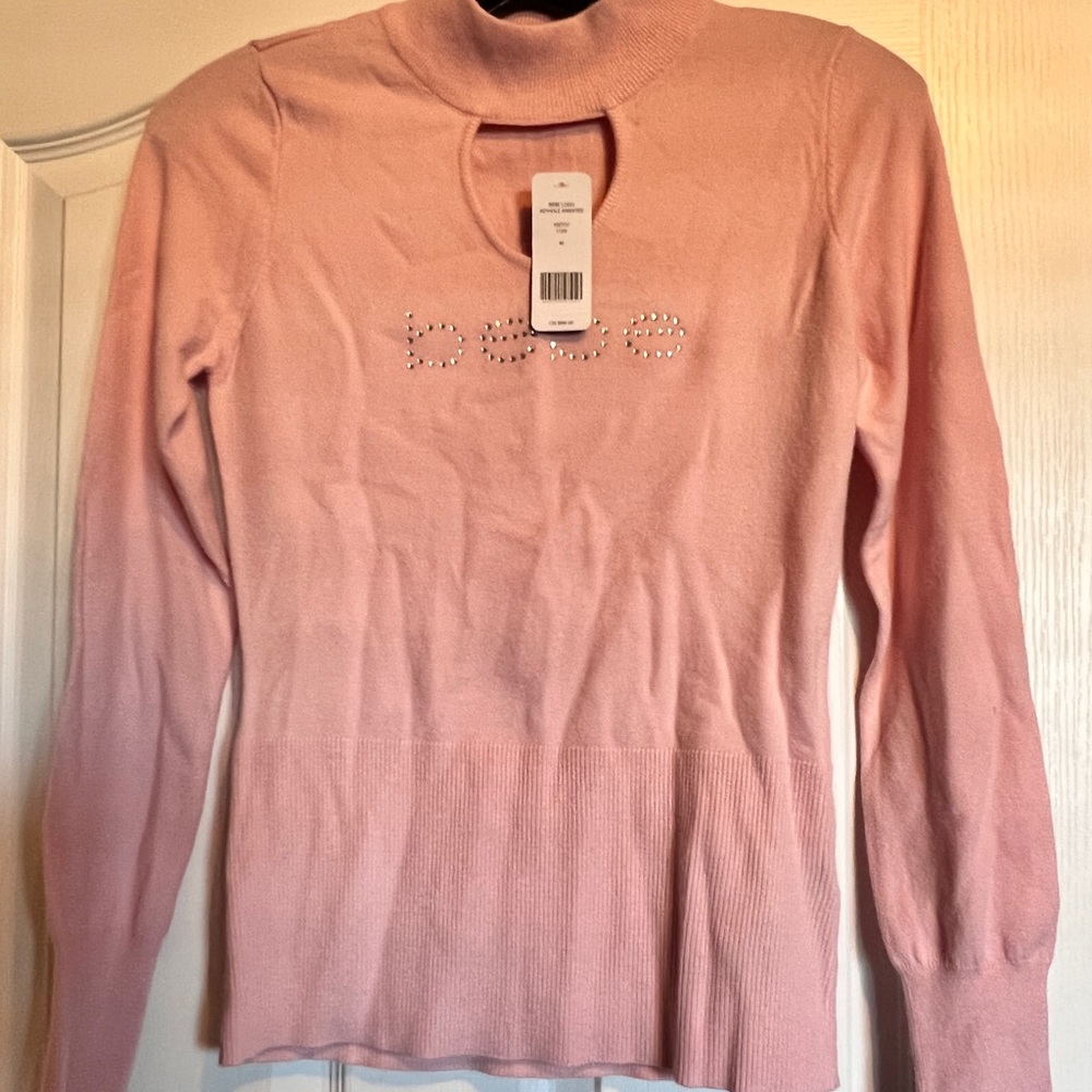 Bebe logo pink sweater